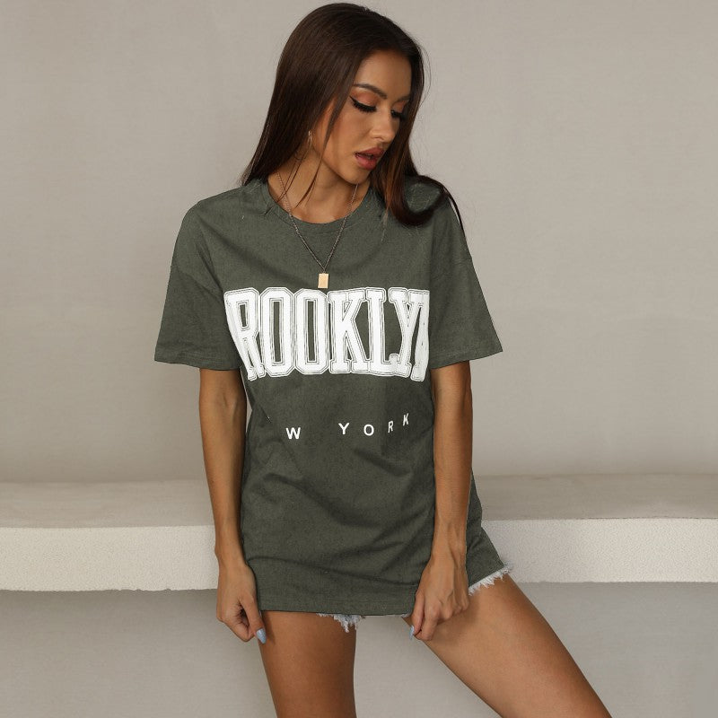 Kvinders oversized T-shirt med trendy Brooklyn print Stilla