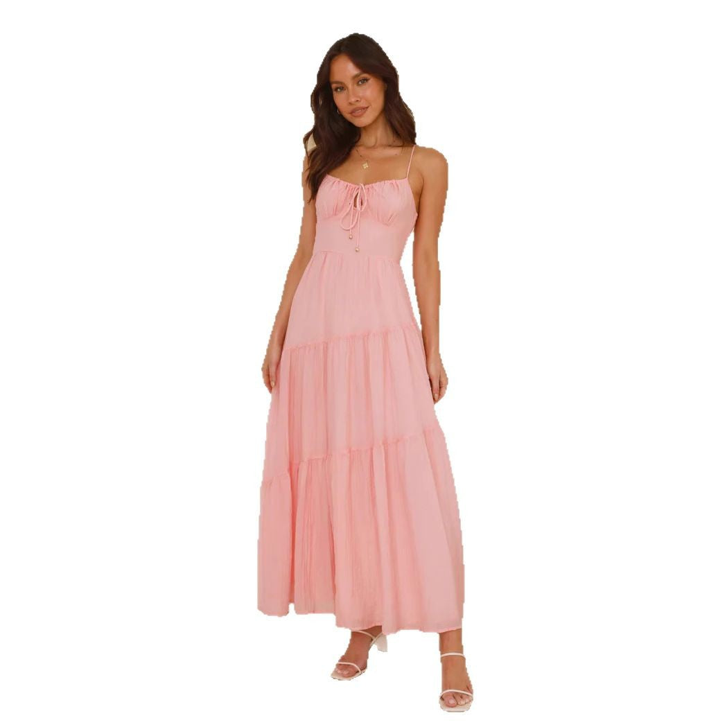 Kvinders Boho-Chic Maxi Kjole med Justerbare Spaghetti Stropper og Voluminøs Skørt Stilla