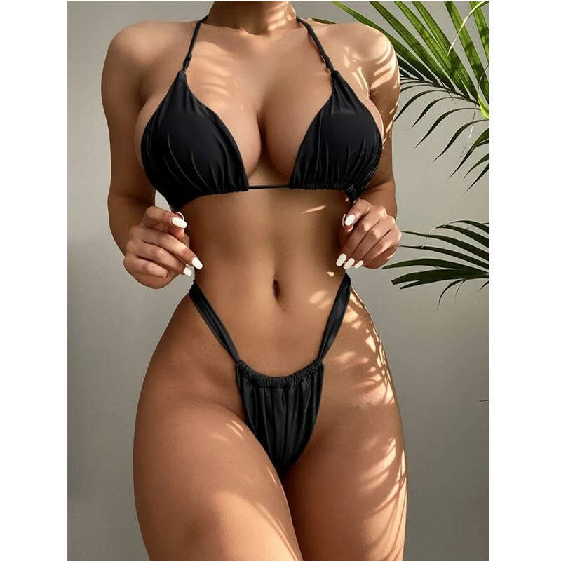 Dame Triangel-Bikini med høj benudskæring Skovae