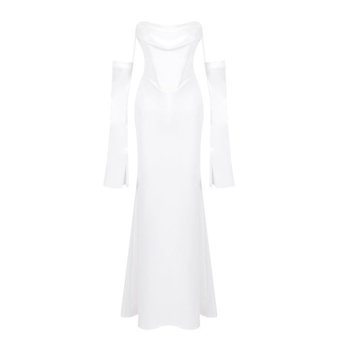 Dame Elegant Havfrue-Kjole med off-shoulder Design og lange ærmer Skovae