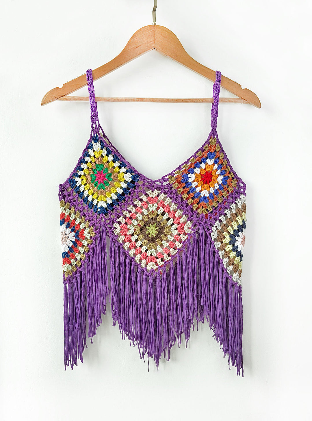 Dame hæklet Crop Top med frynse-detalje Stilla