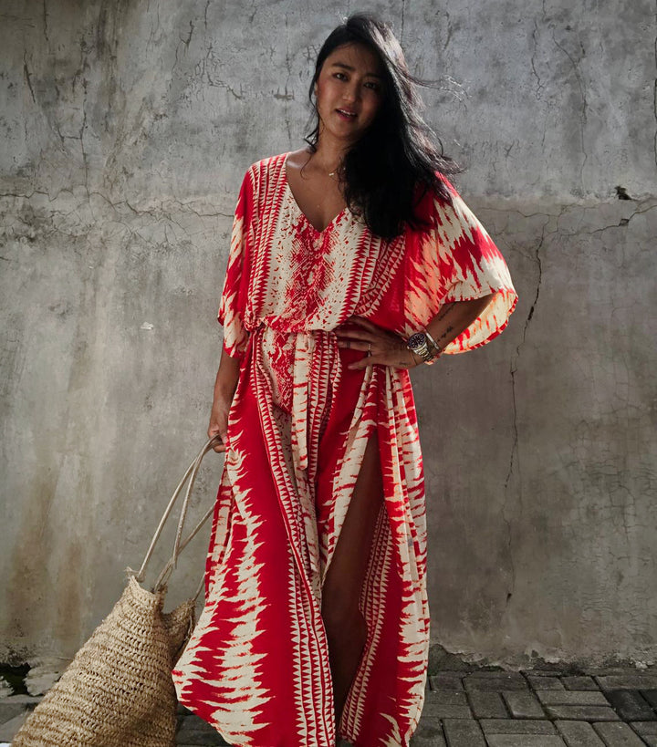 Dame Kaftan med boho-inspireret mønster og løs pasform Stilla