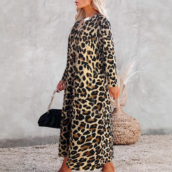 Dame Chic Leopardmønster Maxi Kjole Stilla