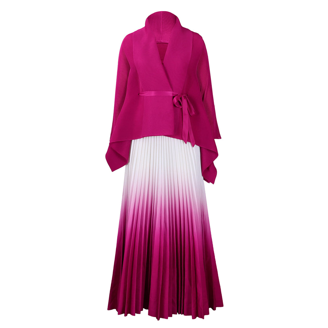 Dame Plisseret Kjole med asymmetrisk Overdel og elegant Wrap-Design Stilla