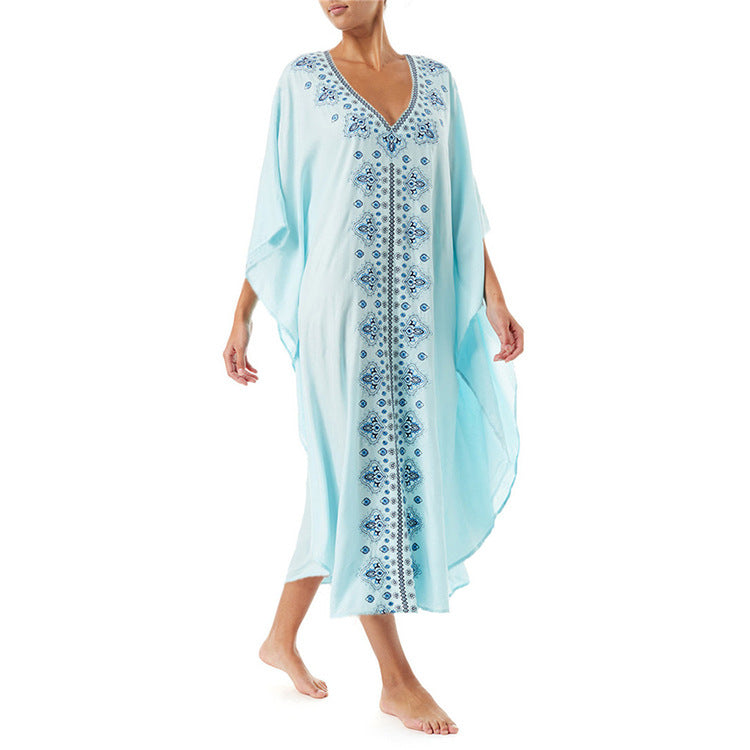 Dame elegant Kaftankjole med håndbroderet design Stilla