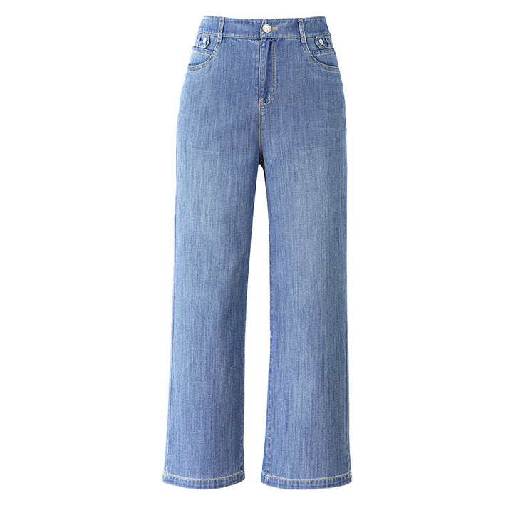 Dame brede denim-bukser i trendy snit Stilla