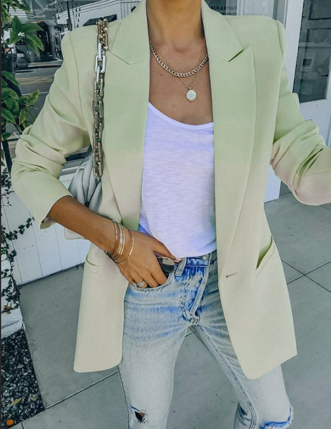 Dame Elegant Oversized Blazer med Struktureret Snit og Lette Detaljer Skovae