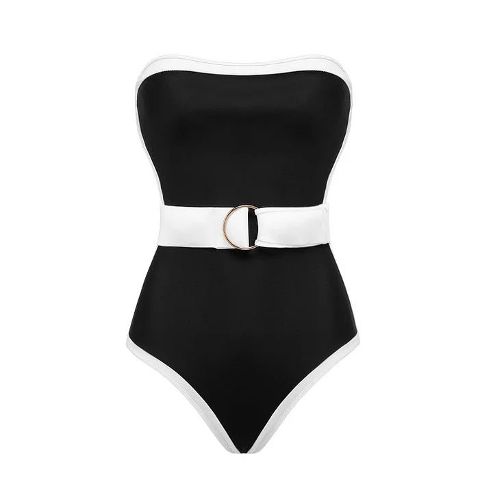 Dame bandeau badedragt med mode bælte Skovae