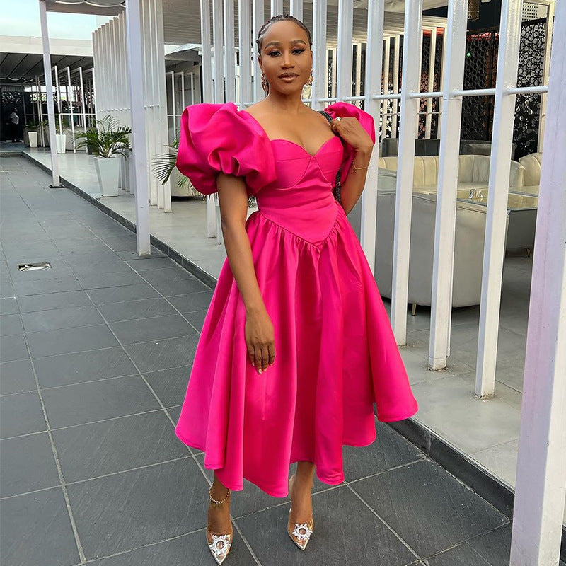 Dame Elegant Off-Shoulder Puffærmer Kjole Stilla