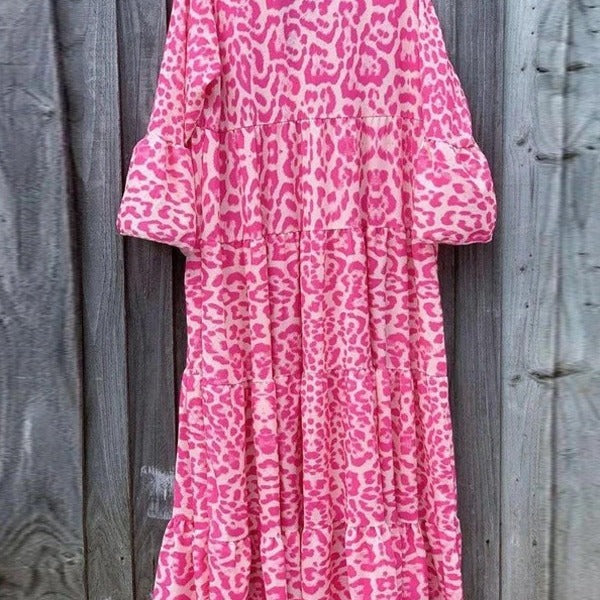 Kvinders maxikjole i elegant leopardprint Skovae