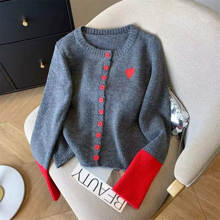 Kvinders hyggelige bløde cardigan med bomuldsblanding og moderne accentfarver Stilla