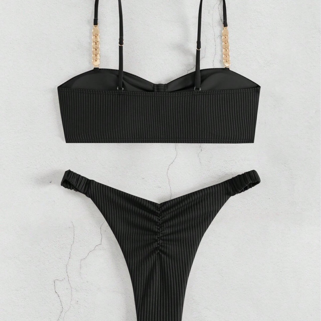 Dame Bustier-Bikini med elegant sløjfe-design og moderigtige accenter Skovae