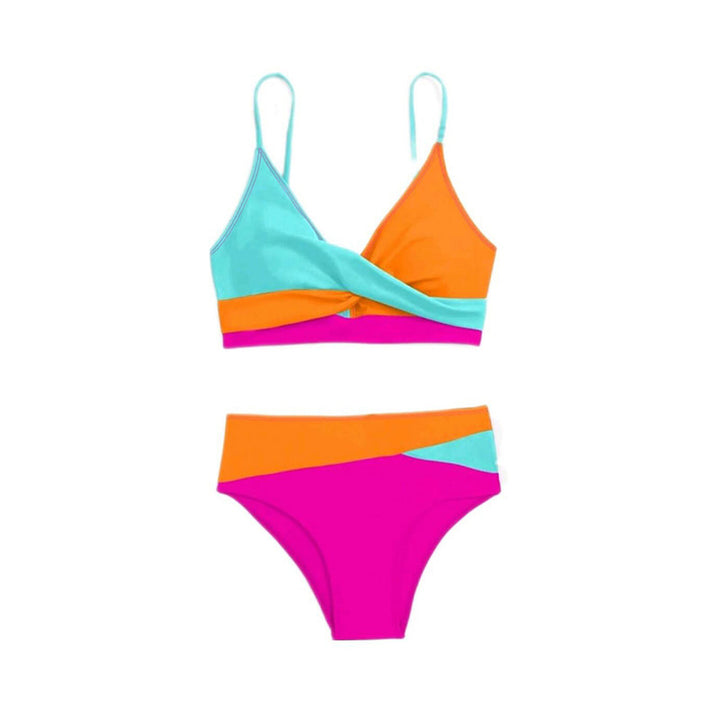Dame farveblokeret højtaljet bikini Skovae