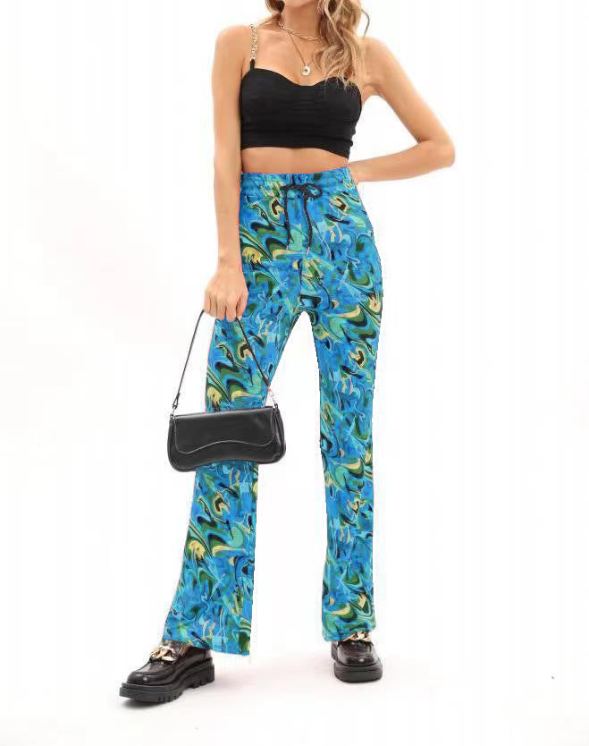 Dame Modeflair Bukser med kunstnerisk mønster og elastisk talje Stilla
