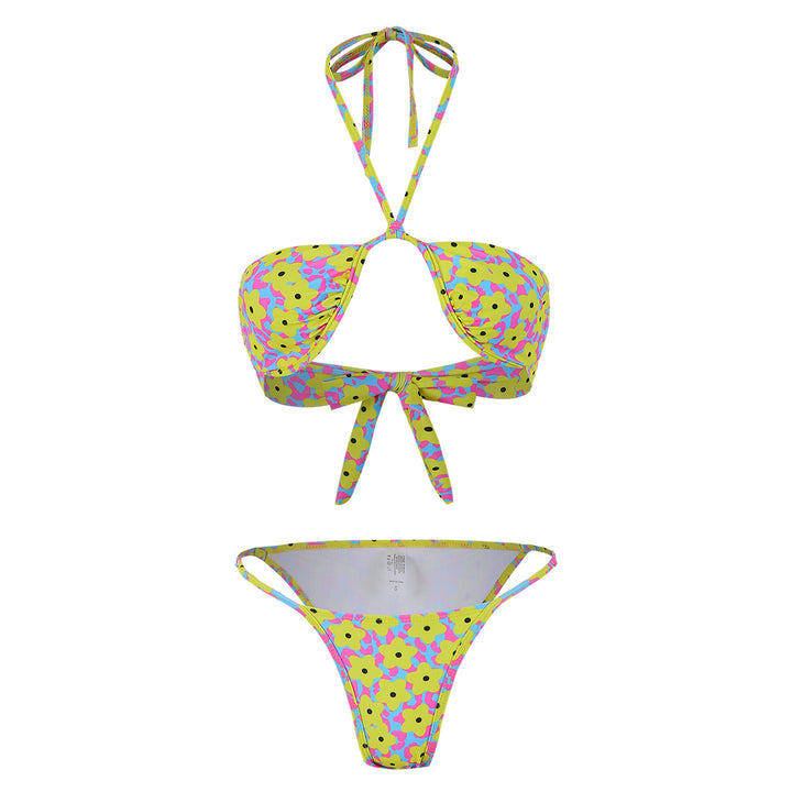 Dame Bikini-sæt med legende bundet top og raffineret blomsterdesign Stilla