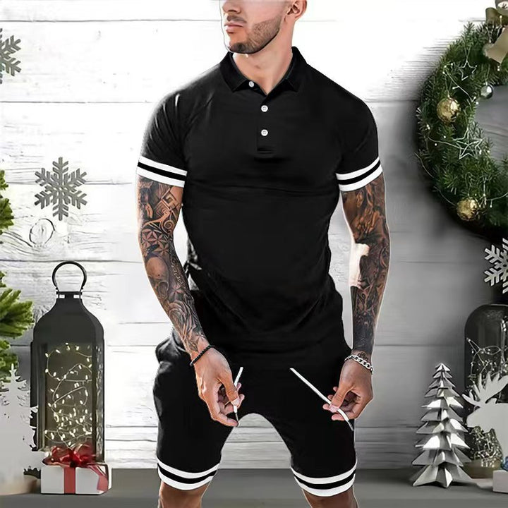 Herrer Sporty Kortærmet Poloshirt med kombineret Shorts-sæt Stilla