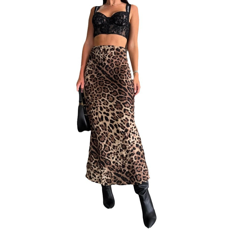 Dame Sleek Leopardskindsmønster Maxi Nederdel Stilla