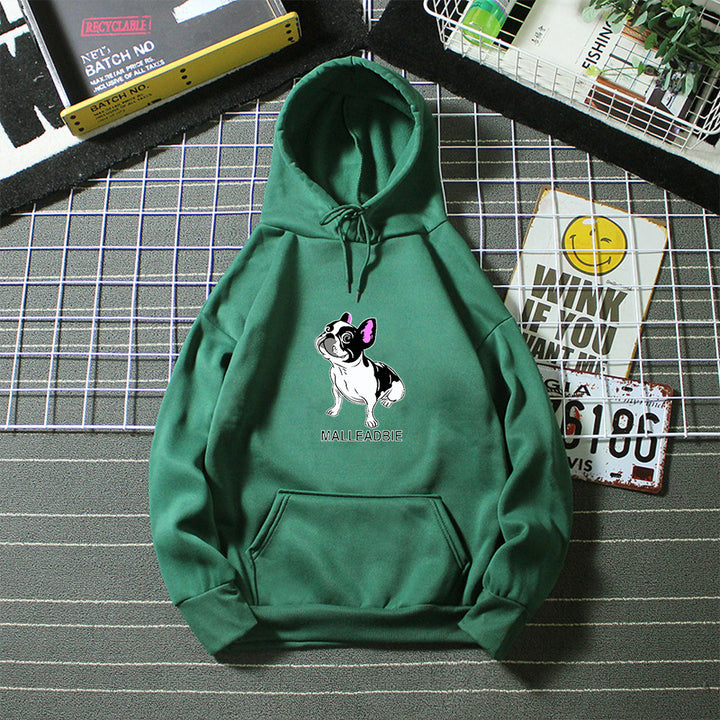 Kvinders hoodie med kreativt fransk bulldogdesign Skovae