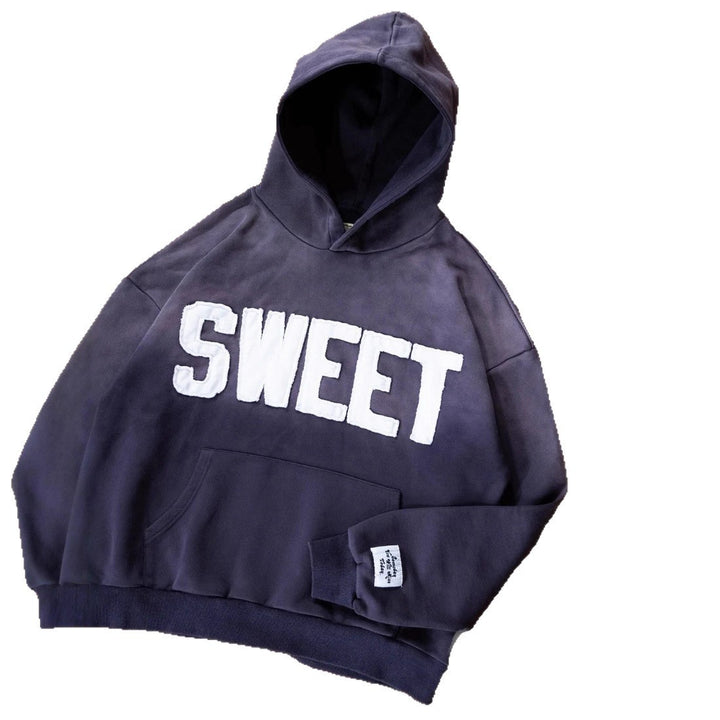Unisex nan weit gesnit hoodies med påsyede bogstaver og kængurulomme Skovae