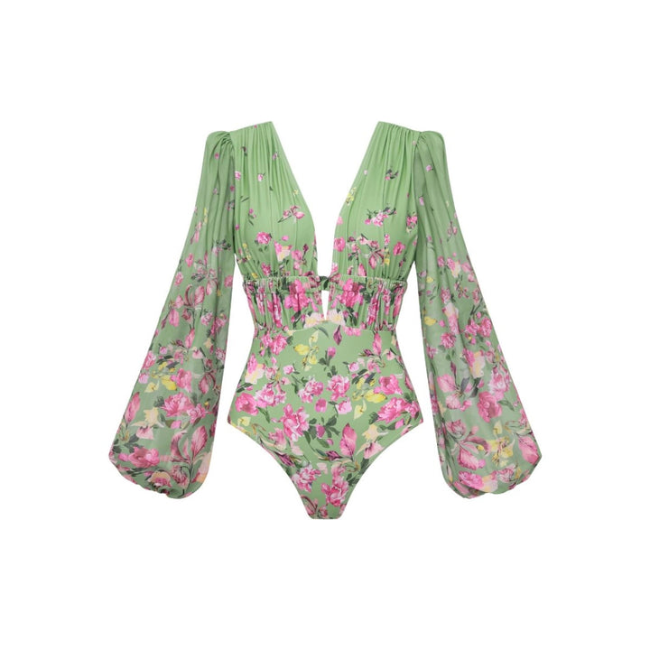 Dame bikinisæt med floralt snit og elegant maxiskørt Skovae