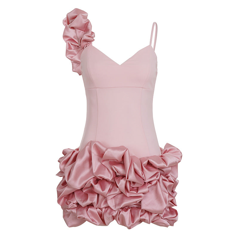 Damen aufregendes Minikleid mit voluminösen Rüschendetails und schulterfreiem Design Skovae