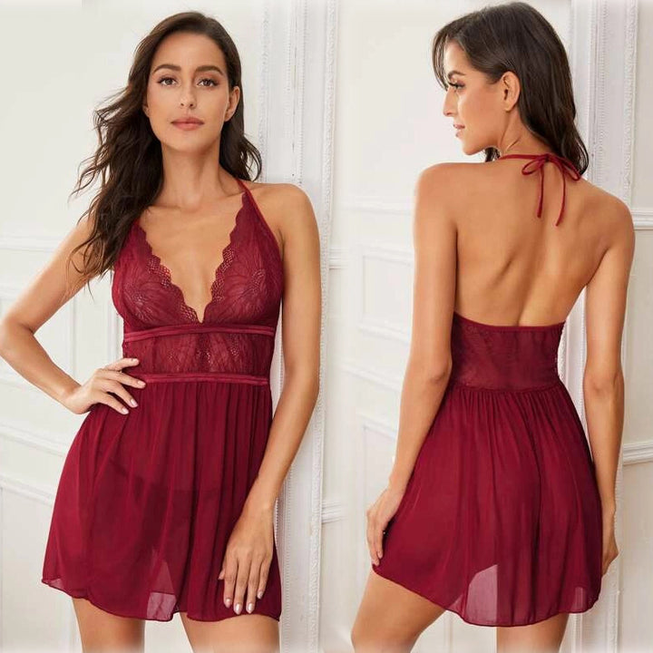 Dame Spids Halterneck Chemise Natkjole Stilla