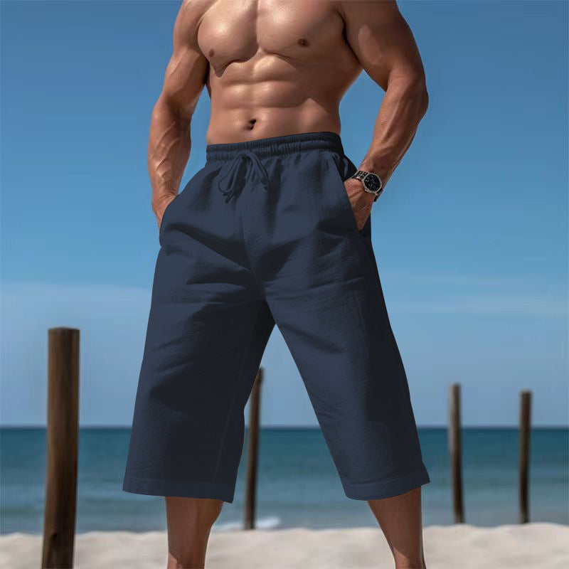 Herrer casual knælange Bermuda-shorts med elastisk talje og snoretræk Skovae