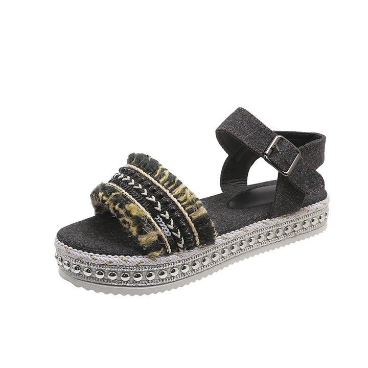 Dame Wedge-sandaler med dekorativt bånd og komfortabelt fodbånd Stilla