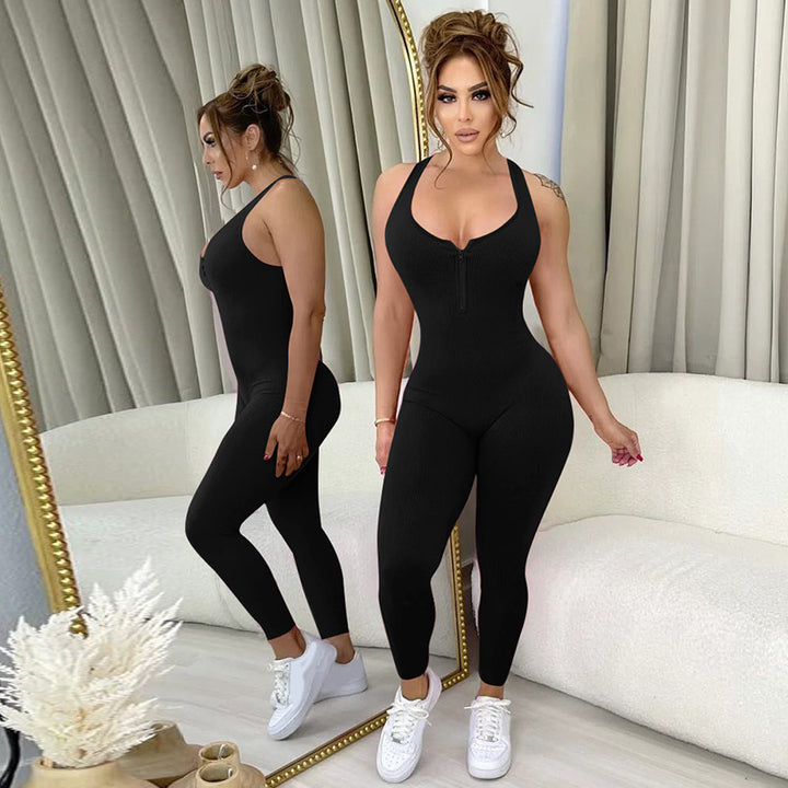 Dame Sporty Langærmet Jumpsuit med Lynlås Stilla