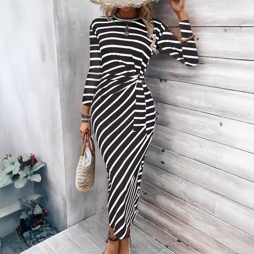 Dame Lang Strandkjole med Wrap-Design Stilla