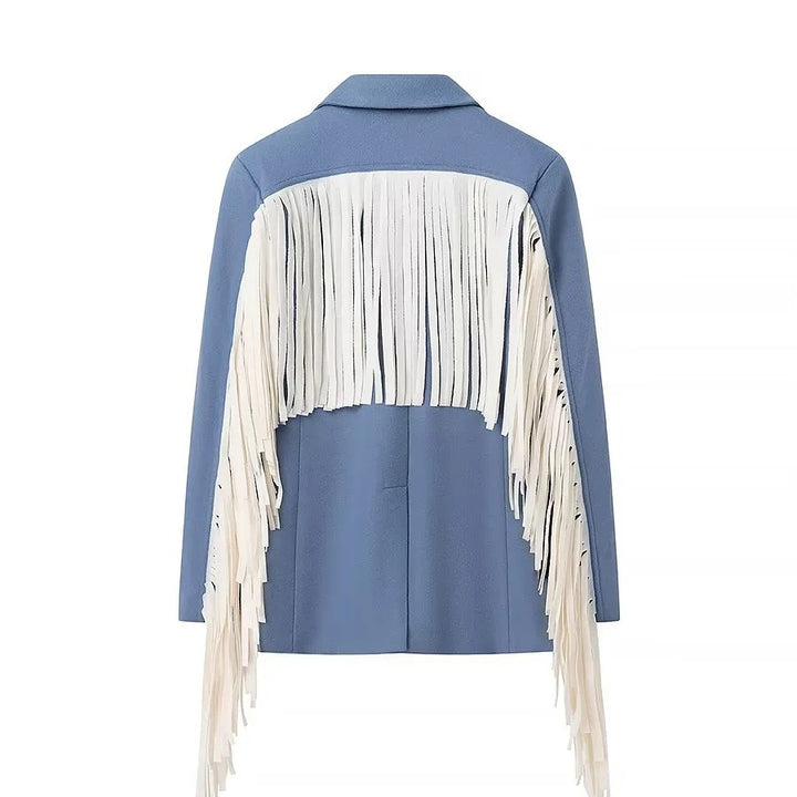 Damer elegant blazerjakke med frynse detaljer Stilla