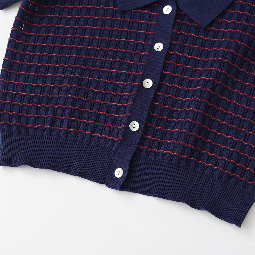 Dame Kortærmet Pullover med struktureret stof Skovae