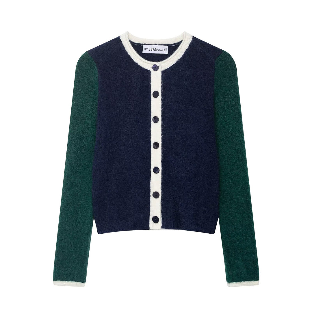 Kvinders elegante cardigan med kontrasterende ærmer Stilla