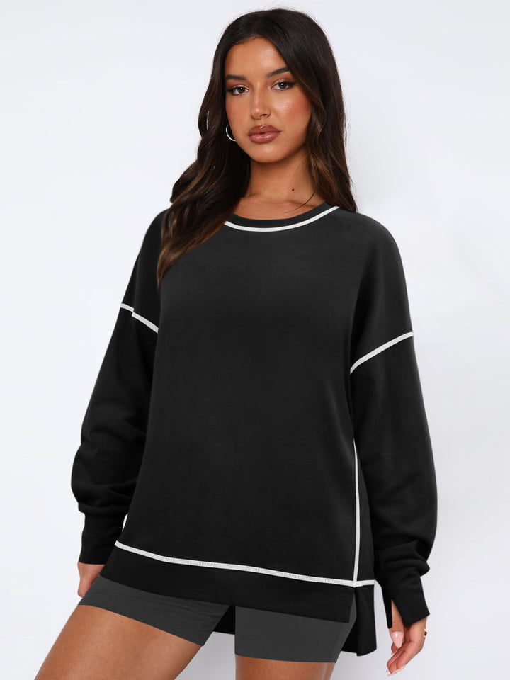 Dame afslappet sweatshirt med fashionabel pasform og overdimensionerede ærmer Stilla