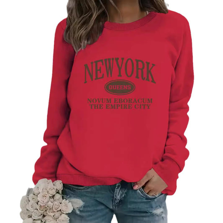 Kvinders sweatshirt med stilfuld New Yorker tekst Stilla