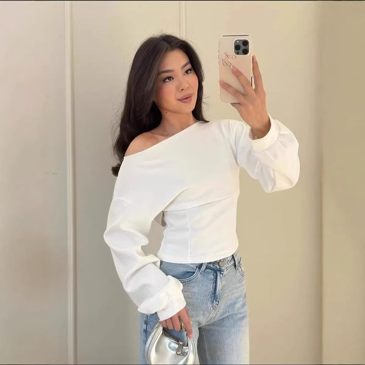 Kvindernes sporty cropped sweatshirt med snøringer Stilla