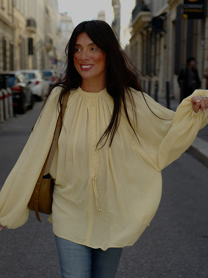 Dame let chiffon top med legende ruffle design Stilla