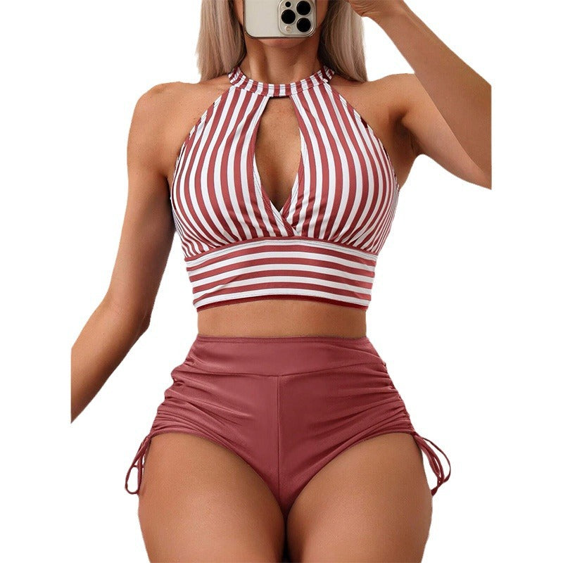 Dame Bikini med højt skåret trusse og raffineret cut-out Skovae