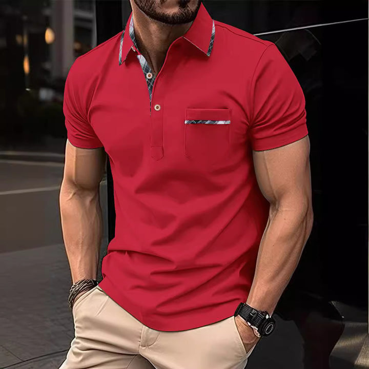 Herre poloshirt med moderne krave og praktisk brystlomme Stilla