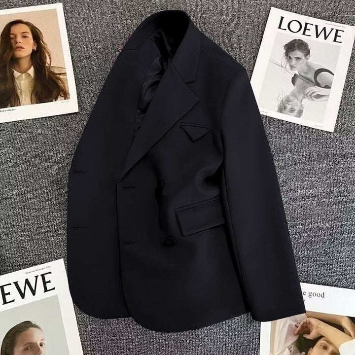 Dame elegant, tætsiddende dobbeltradet blazer med kreativ skæring Stilla