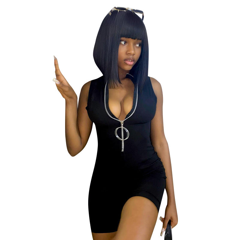 Femme Sleek Zip-Front Bodycon Kjole Stilla