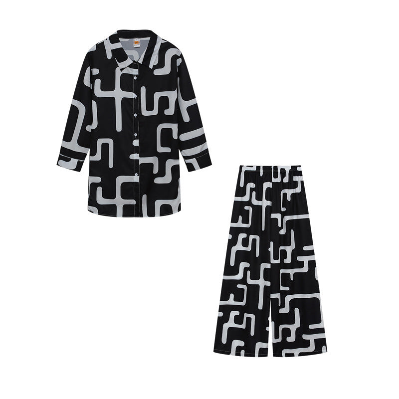 Femme Relaxed Fit Pyjama-Sæt med abstrakt mønster Stilla