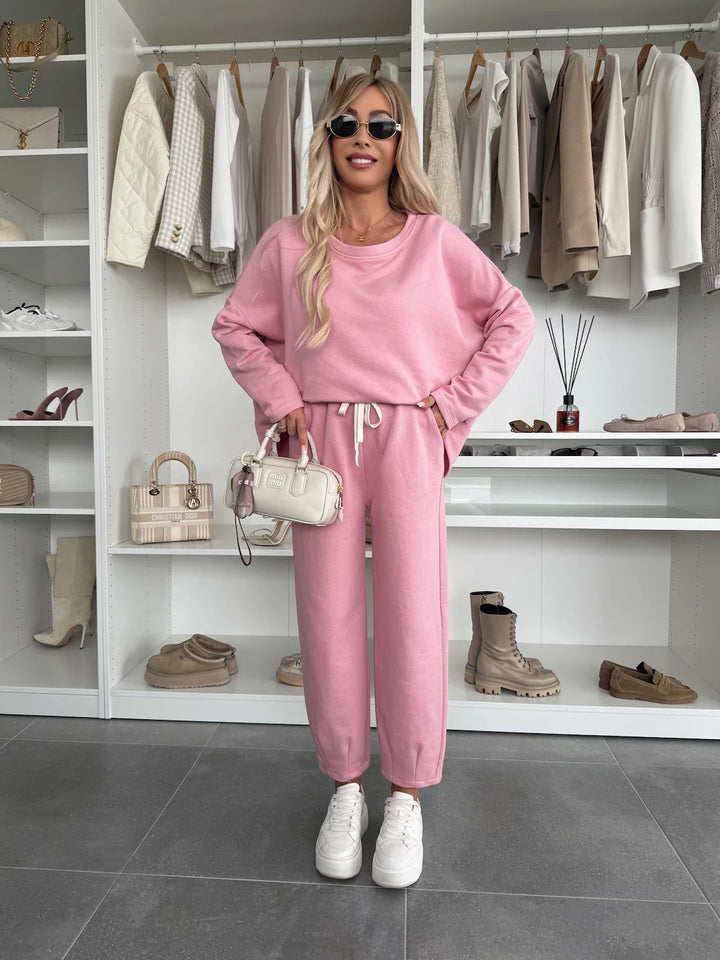 Kvinders loungewear sæt med komfortabel elastisk talje og moderne sweatshirt