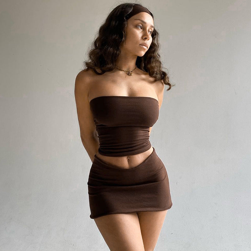 Dame Crop Top og Mini Skirt Ensemble Stilla
