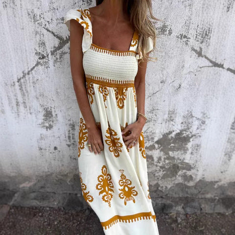 Dame Boho-Chic Firkantet Udsnit Maxikjole Stilla