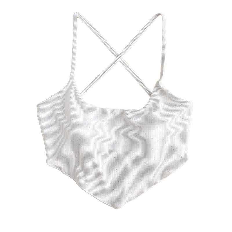 Dame Crop-Top Bikinioverdel med krydsede stropper og fin ribstruktur Stilla