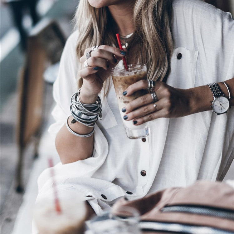 Dame Oversized Skjortebluse i let, åndbart stof Stilla