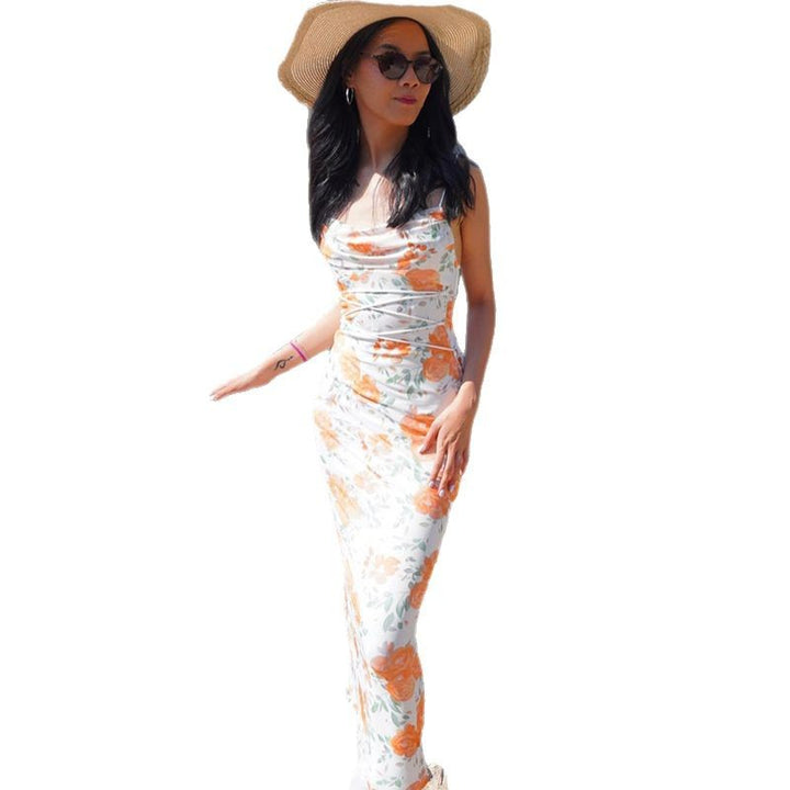 Damer Cowl Neck Floral Bodycon Kjole Stilla