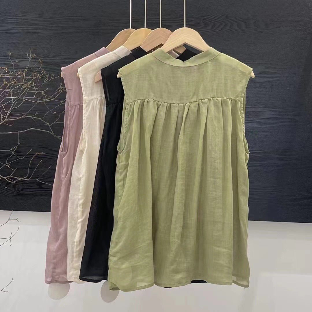 Femme Let Button-Up Bluse med Flydende Ærmer Stilla