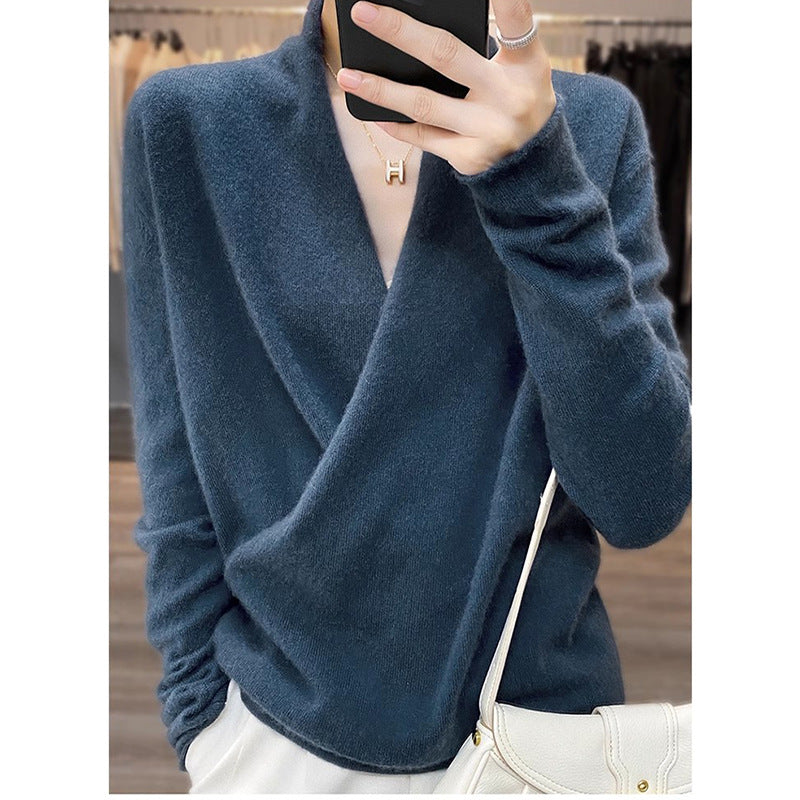 Dame omslagstrøje i blødt cashmere-mix Stilla